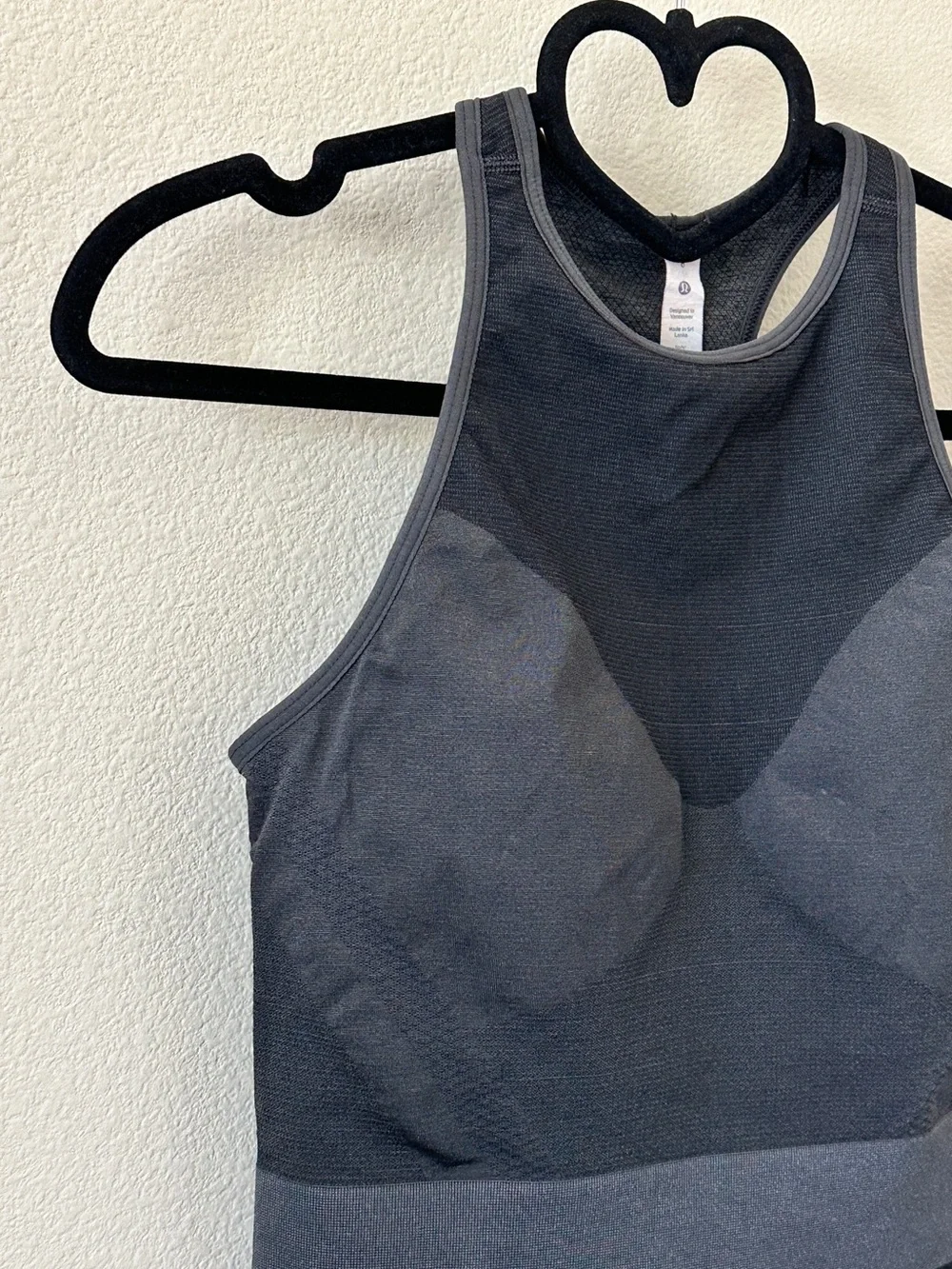 lululemon Black Gray High-Neck Seamless Support Cropped Training Tank Top Size 6